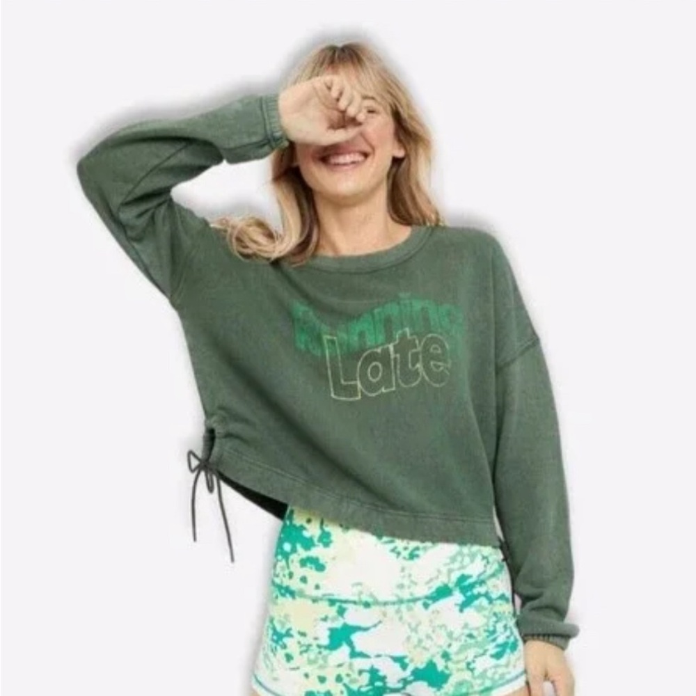 Aerie Offline Green Running Late Weekend Sweatshirt